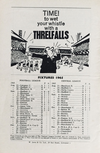 Match programme backcover