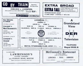 Match programme lineups