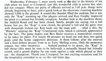 Match Programme Article