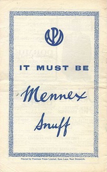 Match programme backcover