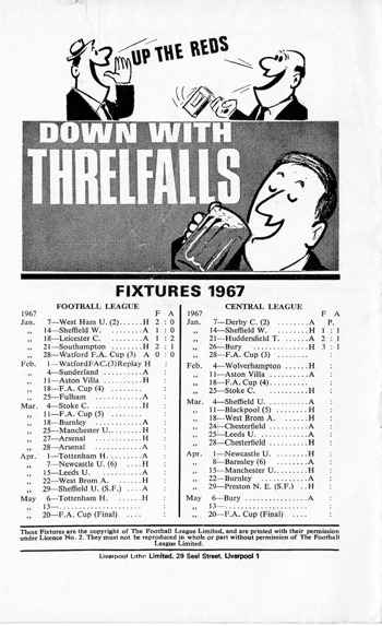 Match programme backcover