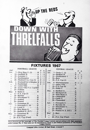 Match programme backcover