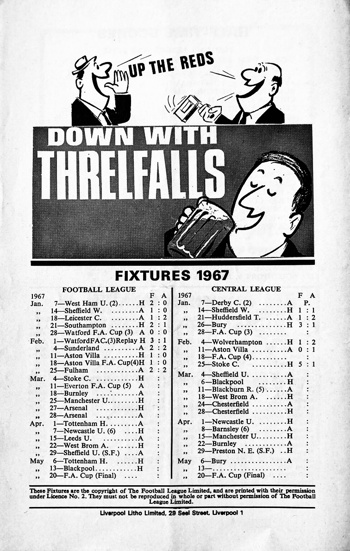 Match programme backcover