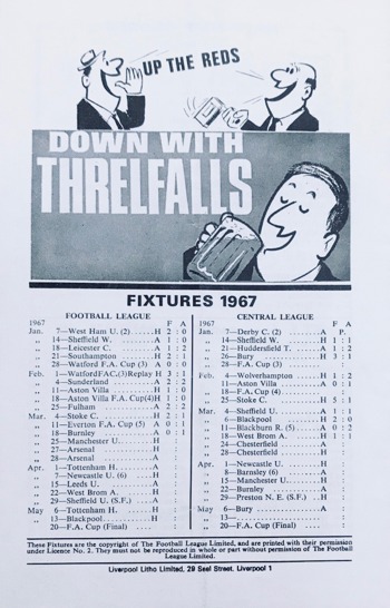 Match programme backcover