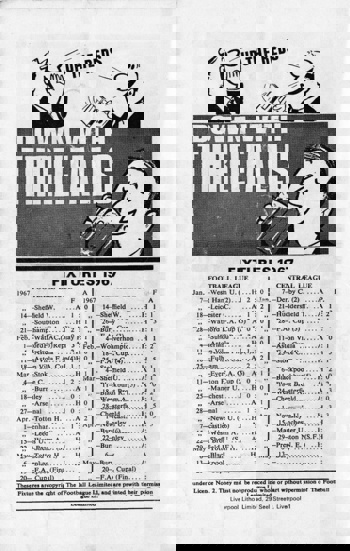 Match programme backcover