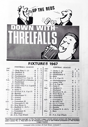 Match programme backcover