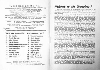 Match programme lineups