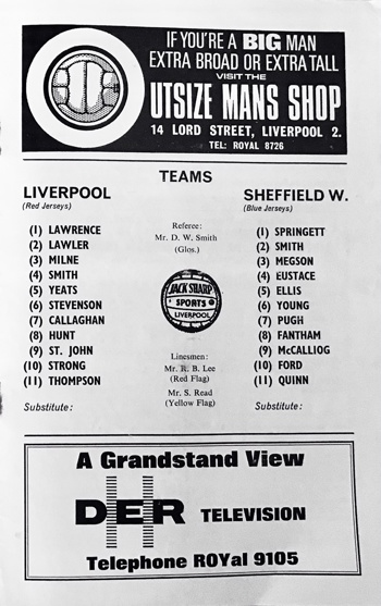 Match programme lineups