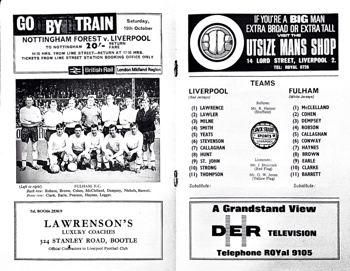 Match programme lineups