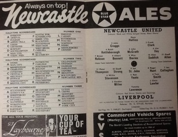 Match programme - Lineups