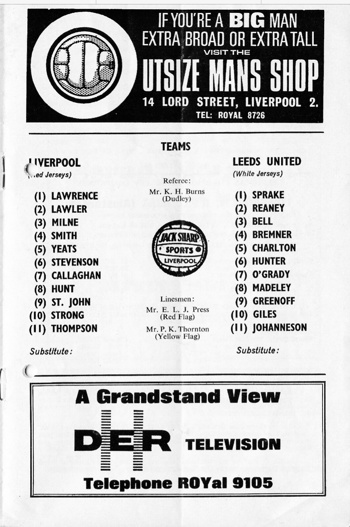 Match programme lineups