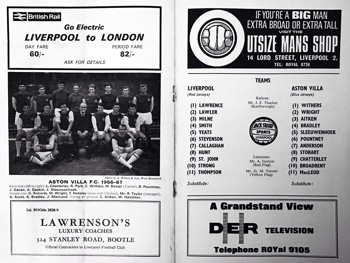 Match programme lineups