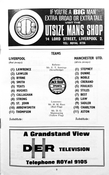 Match programme lineups