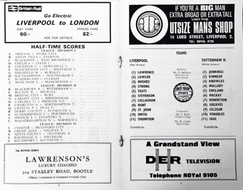 Match programme lineups