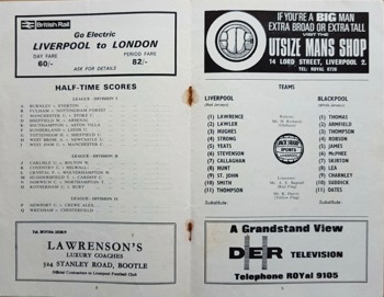 Match programme lineups