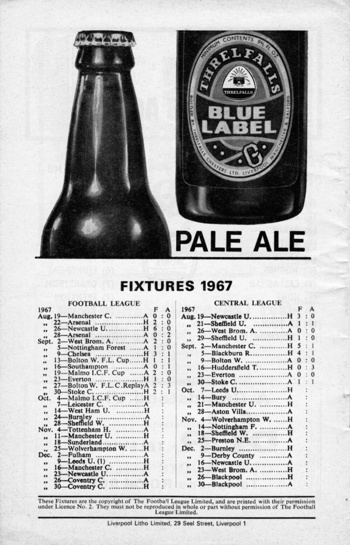 Match programme backcover