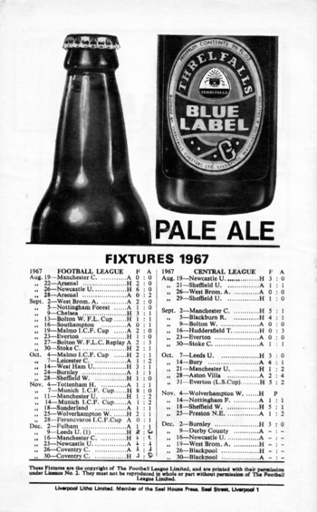 Match programme backcover