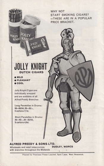 Match programme backcover