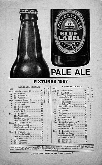 Match programme backcover