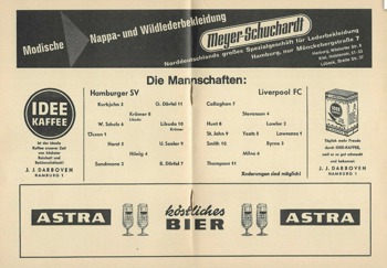Match programme lineups