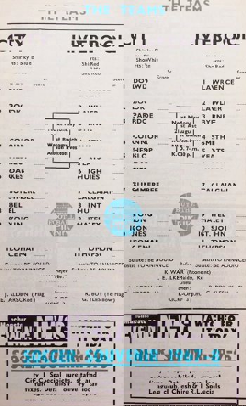 Match programme lineups