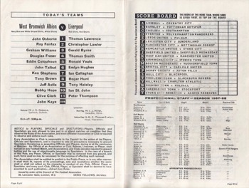 Match programme lineups
