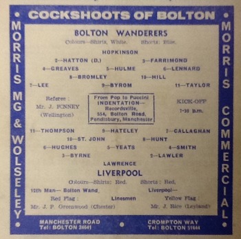 Match programme - Lineups