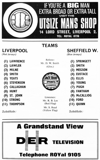Match programme lineups