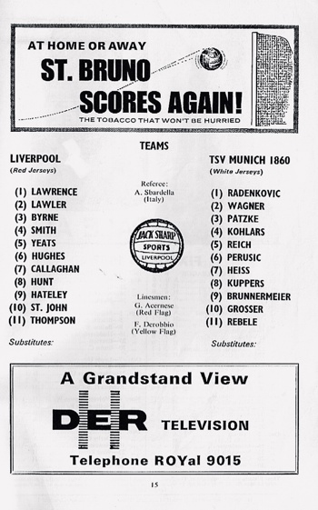 Match programme lineups
