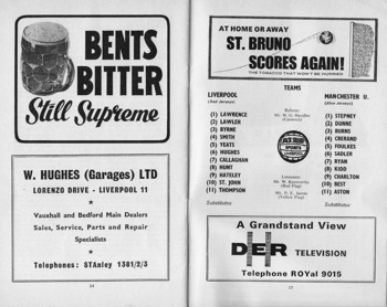 Match programme lineups