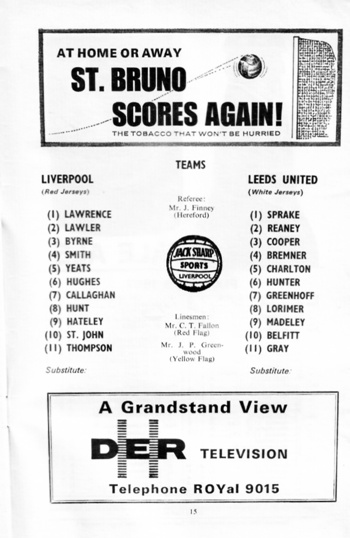 Match programme lineups