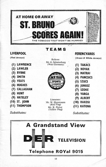 Match programme lineups