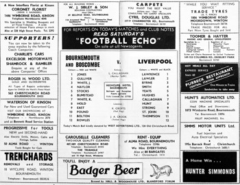Match programme lineups