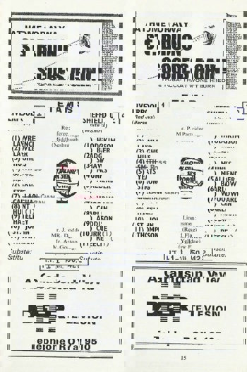 Match Programme lineups