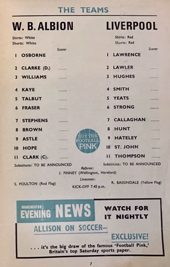 Match programme lineups