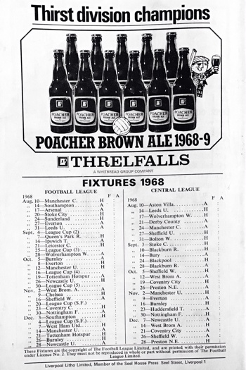 Match programme backcover