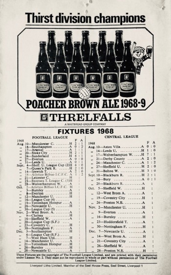 Match programme backcover