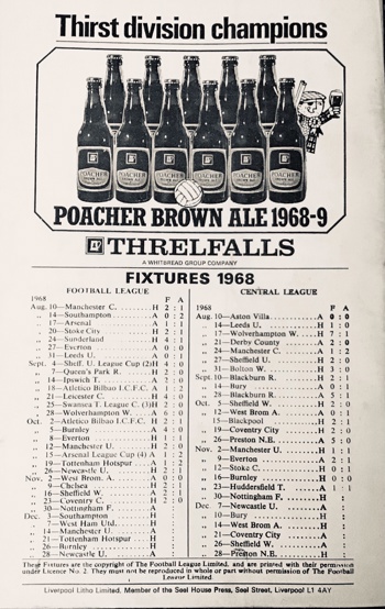 Match programme backcover