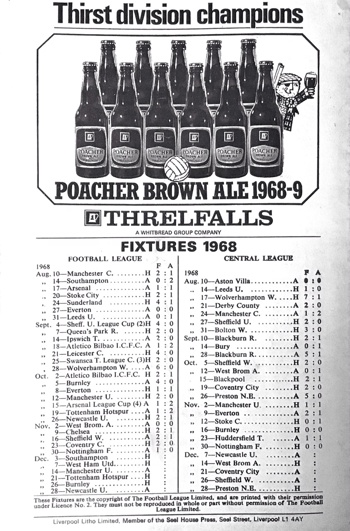 Match programme backcover