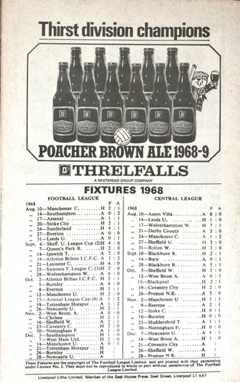 Match programme backcover