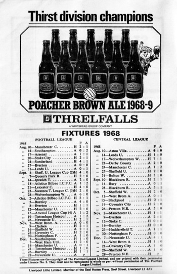 Match programme backcover