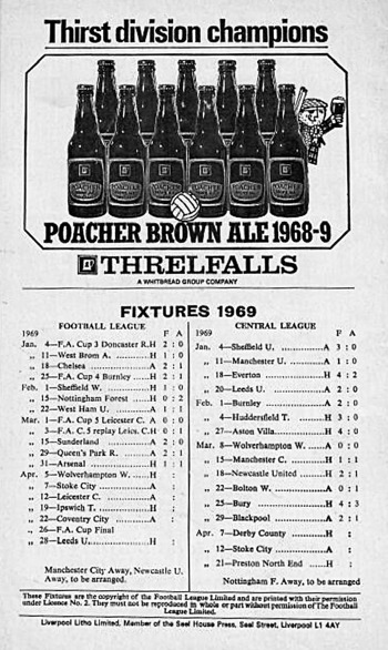 Match programme backcover