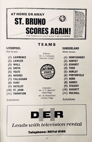 Match programme lineups