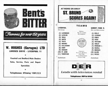 Match Programme lineups
