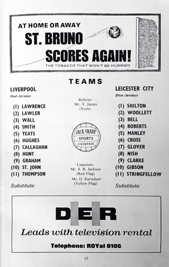 Match programme lineups
