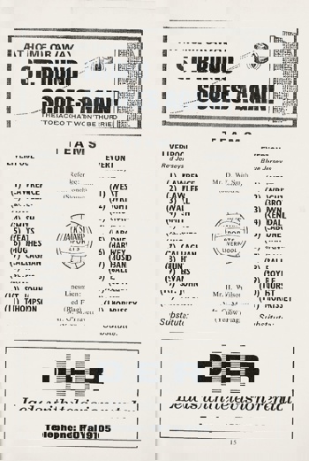 Match Programme lineups