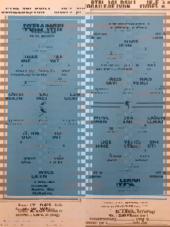 Match programme - Lineups