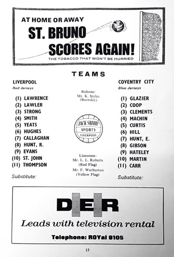 Match programme lineups