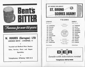Match programme lineups