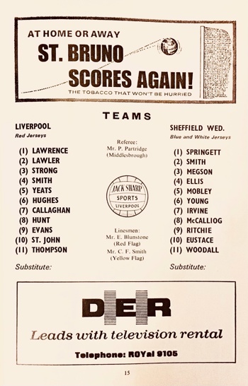 Match programme lineups